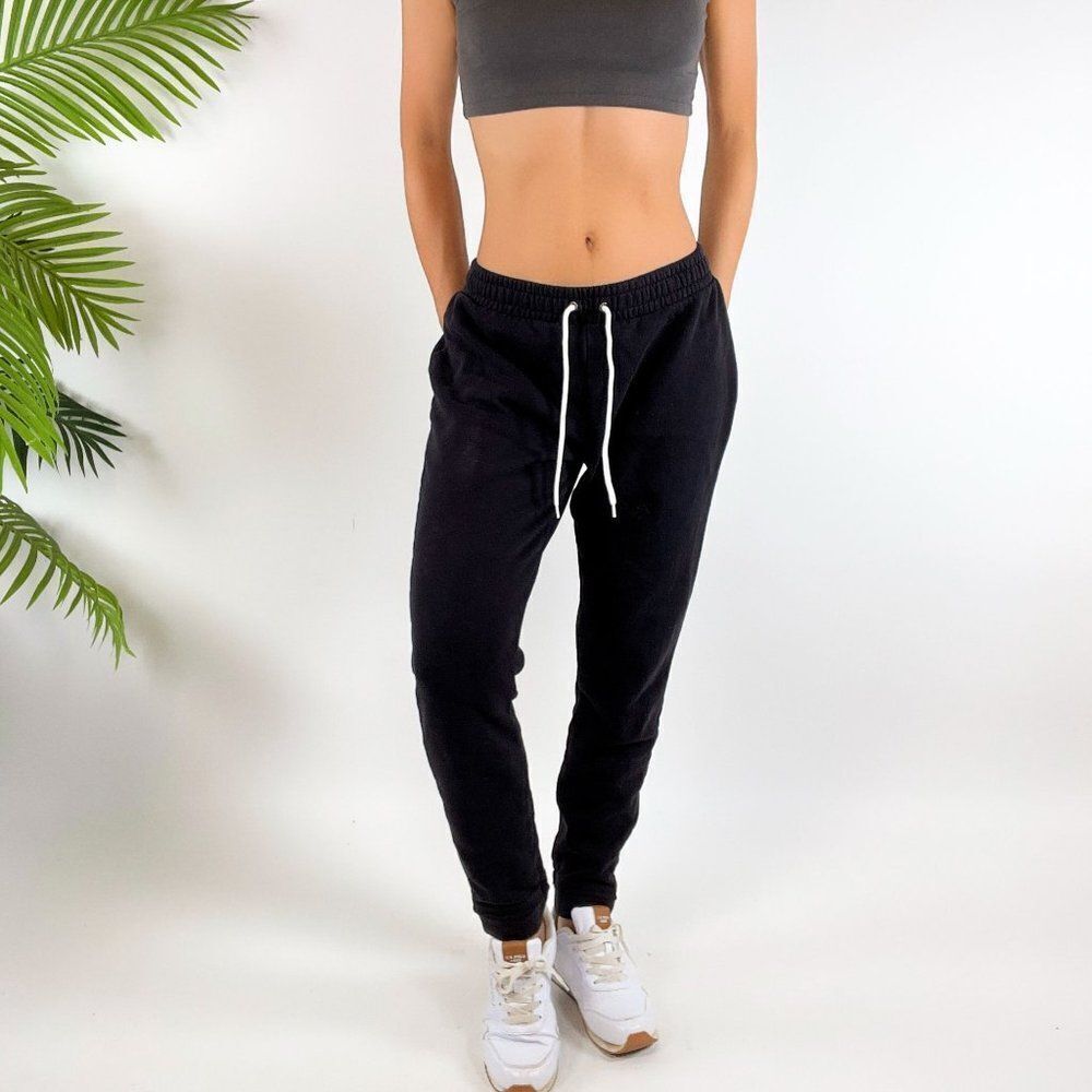 Vintage Y2K Black Low Rise Skinny Leg Women's 2000s Sweatpants / Size: Small